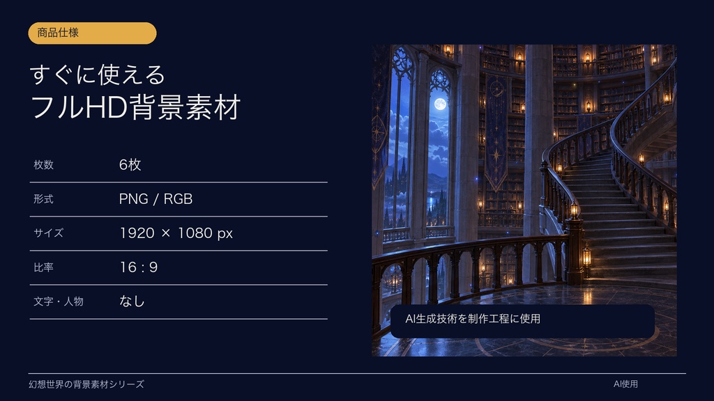 【背景素材6枚】月夜の魔法図書館|ファンタジー・TRPG・ゲーム・商用利用可