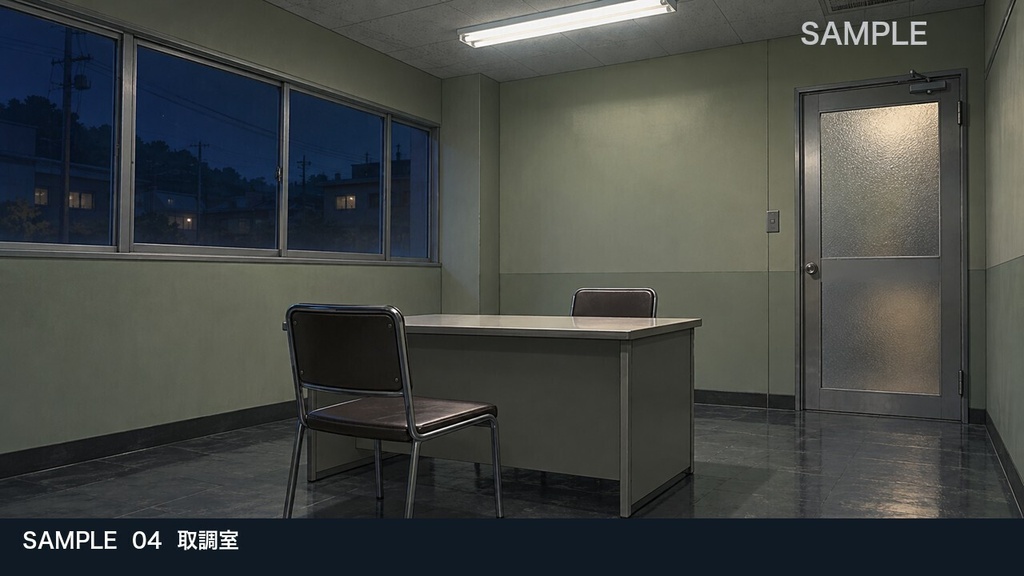 【背景素材6枚】夜の地方警察署 ― 捜査と帰署の6場面|TRPG・ゲーム・商用利用可