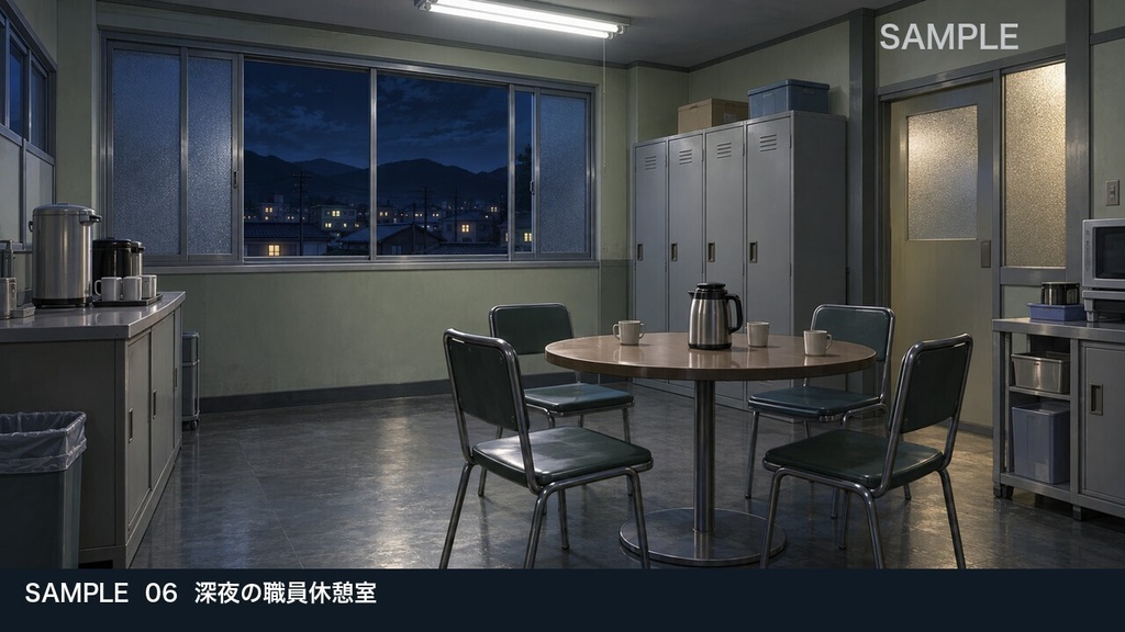 【背景素材6枚】夜の地方警察署 ― 捜査と帰署の6場面|TRPG・ゲーム・商用利用可