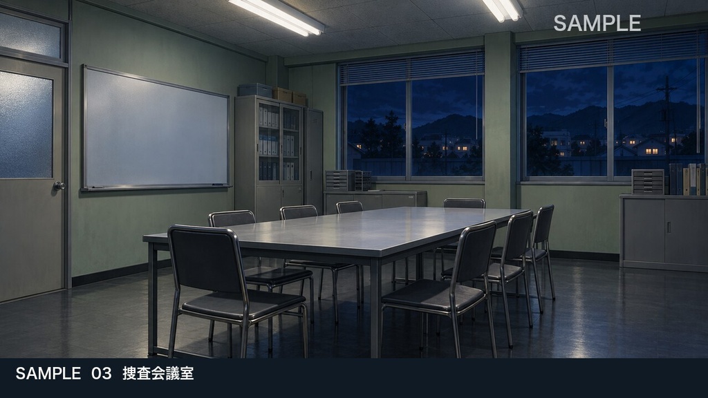 【背景素材6枚】夜の地方警察署 ― 捜査と帰署の6場面|TRPG・ゲーム・商用利用可