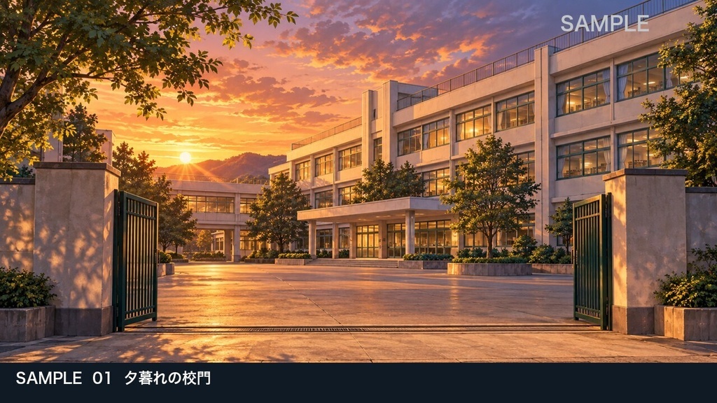 【背景素材6枚】放課後の校舎 ― 夕暮れから夜の探索へ|TRPG・ゲーム・商用利用可