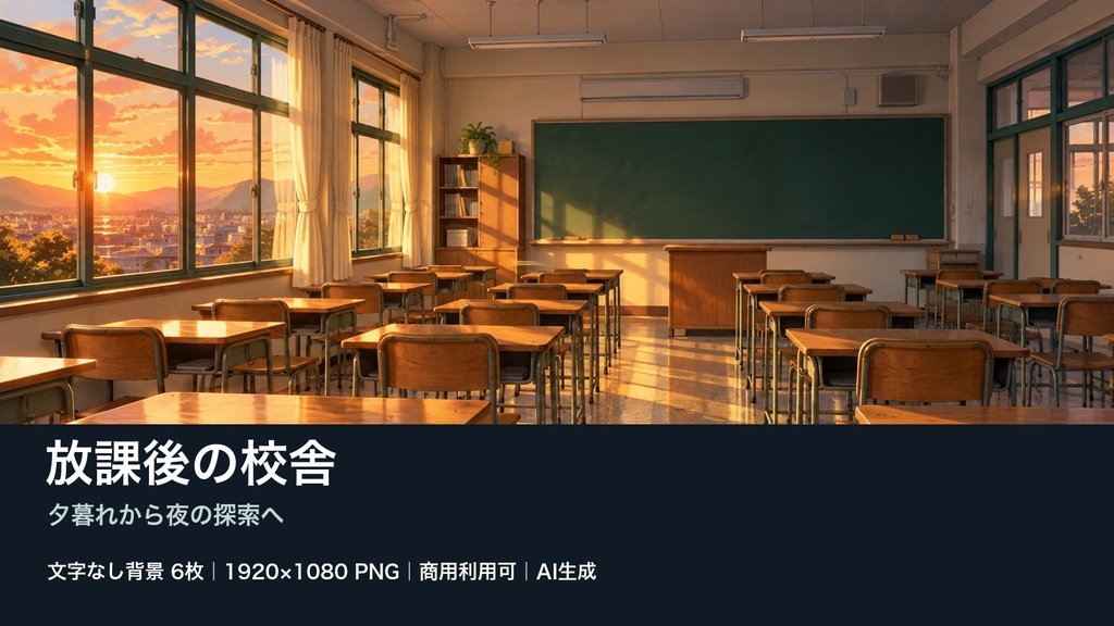【背景素材6枚】放課後の校舎 ― 夕暮れから夜の探索へ｜TRPG・ゲーム・商用利用可