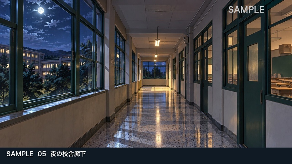 【背景素材6枚】放課後の校舎 ― 夕暮れから夜の探索へ|TRPG・ゲーム・商用利用可