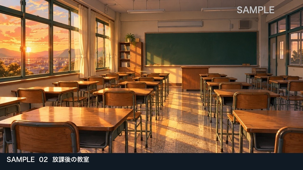 【背景素材6枚】放課後の校舎 ― 夕暮れから夜の探索へ|TRPG・ゲーム・商用利用可
