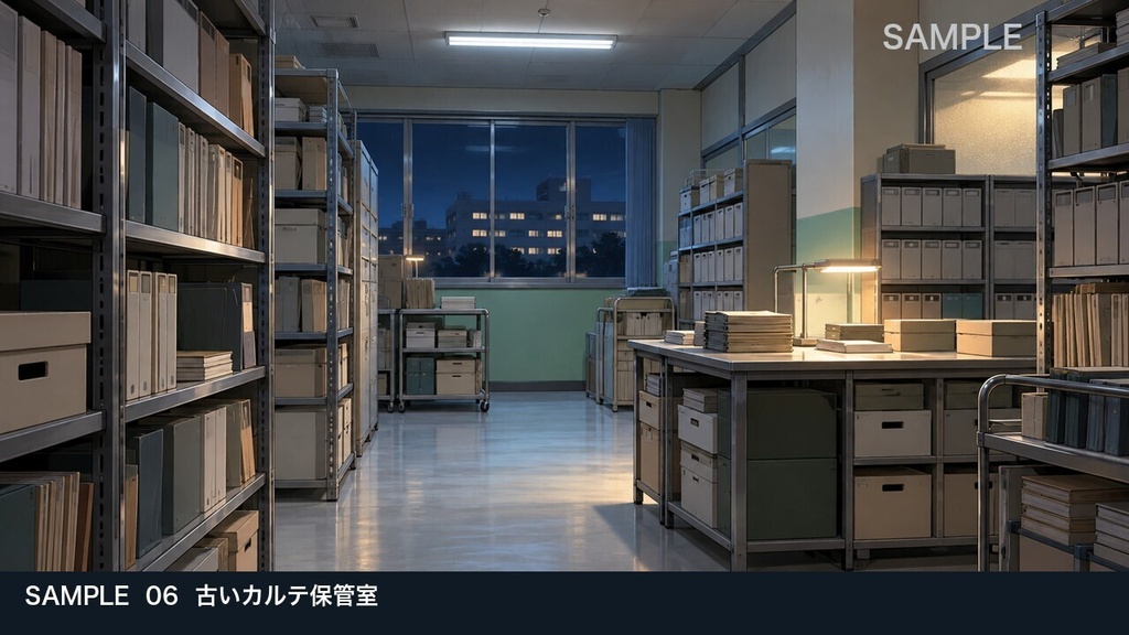 【背景素材6枚】消灯後の地方病院 ― 静かな夜間探索の6場面|TRPG・ゲーム・商用利用可