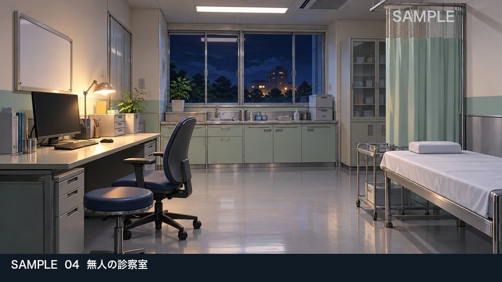 【背景素材6枚】消灯後の地方病院 ― 静かな夜間探索の6場面|TRPG・ゲーム・商用利用可