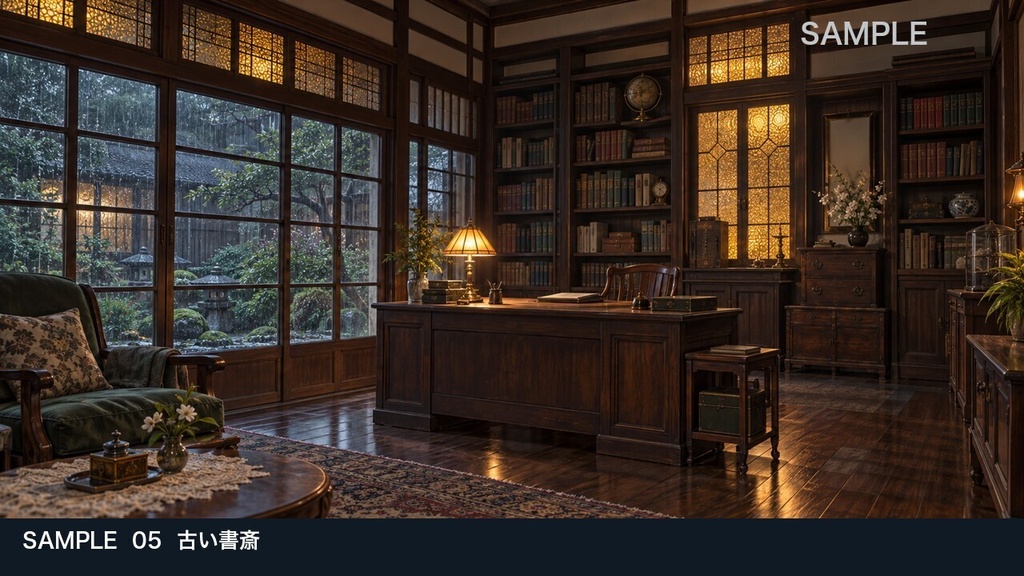 【背景素材6枚】雨に閉ざされた古い家 ― 訪問から書斎の調査まで|TRPG・ゲーム・商用利用可