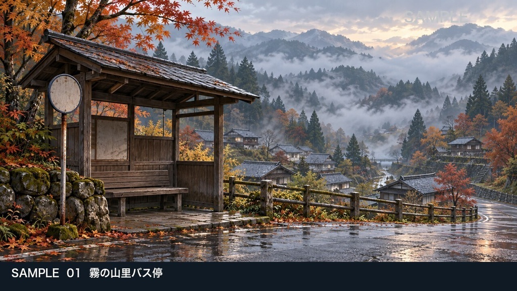 【背景素材6枚】霧の山里 ― 集落から山奥の社へ|TRPG・ゲーム・商用利用可