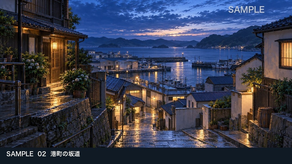 【背景素材6枚】夜明け前の港町 ― 灯台へ続く調査の道|TRPG・ゲーム・商用利用可