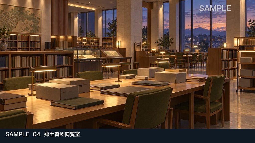 【背景素材6枚】閉館後の市立図書館 ― 資料調査と秘密の書庫|TRPG・ゲーム・商用利用可