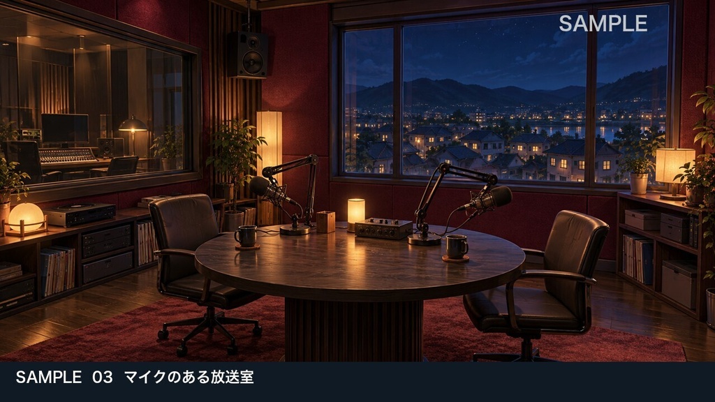 【背景素材6枚】深夜のラジオ局 ― 放送室と最後の打ち合わせ|TRPG・ゲーム・商用利用可