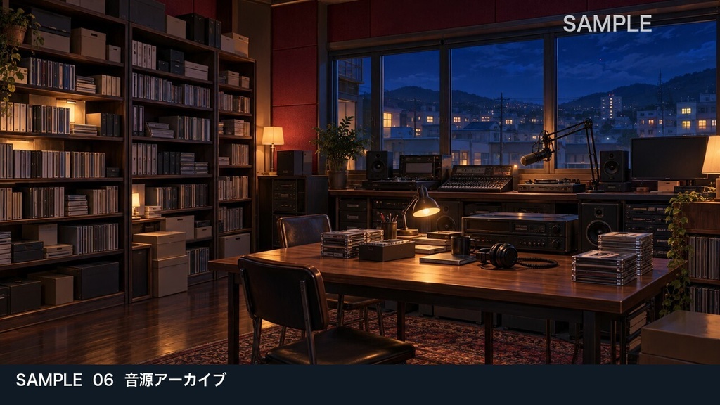 【背景素材6枚】深夜のラジオ局 ― 放送室と最後の打ち合わせ|TRPG・ゲーム・商用利用可