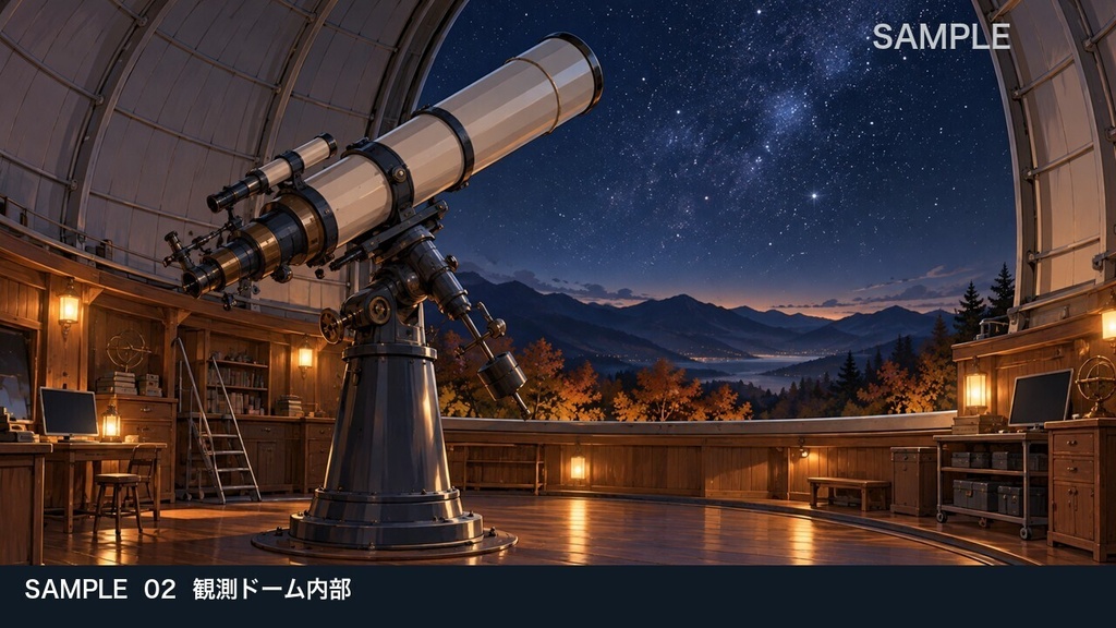 【背景素材6枚】星待ちの山岳天文台 ― 観測室から夜明けのテラス|TRPG・ゲーム・商用利用可