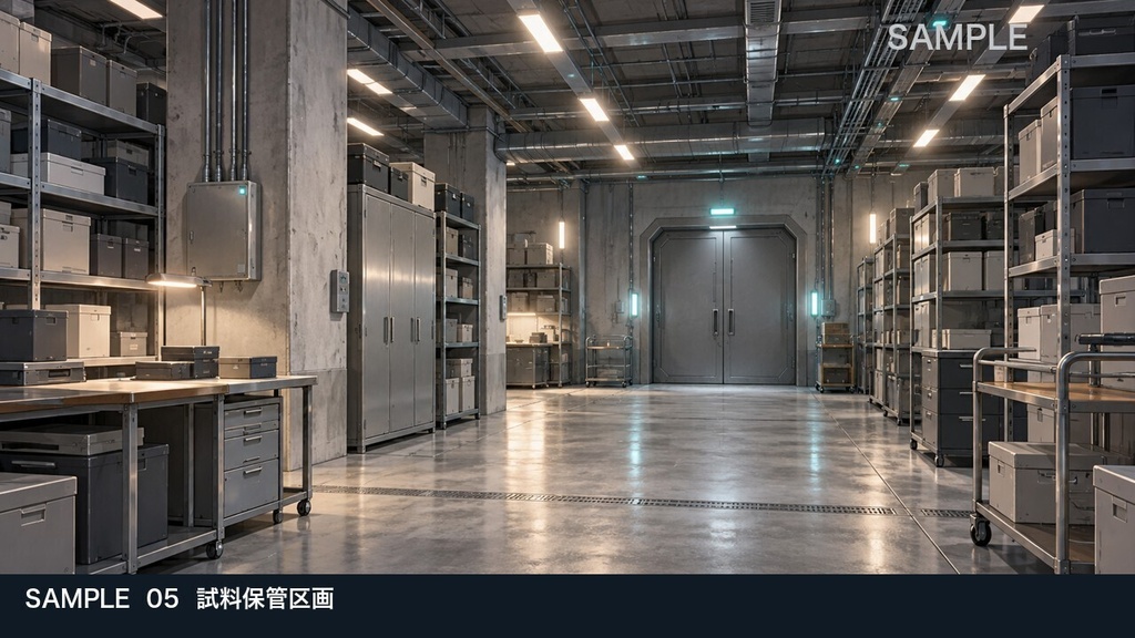 【背景素材6枚】地下研究区画 ― 実験室と封鎖扉の先|TRPG・ゲーム・商用利用可