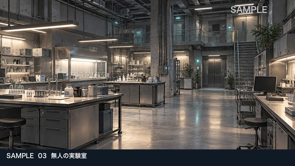 【背景素材6枚】地下研究区画 ― 実験室と封鎖扉の先|TRPG・ゲーム・商用利用可