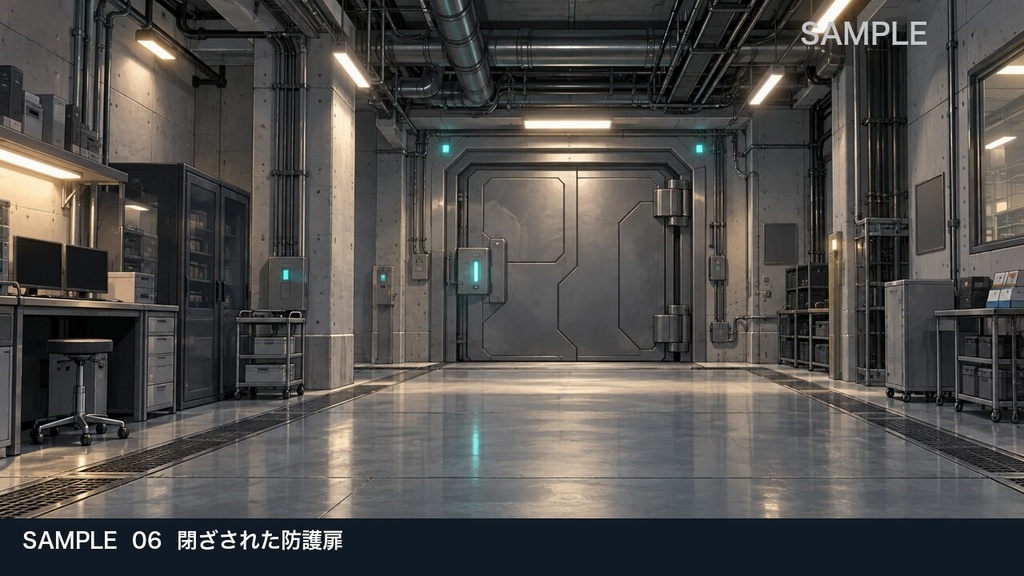 【背景素材6枚】地下研究区画 ― 実験室と封鎖扉の先|TRPG・ゲーム・商用利用可
