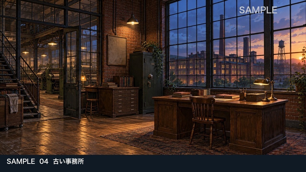 【背景素材6枚】眠る赤煉瓦工場 ― 機械の止まった探索路|TRPG・ゲーム・商用利用可