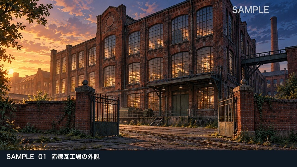 【背景素材6枚】眠る赤煉瓦工場 ― 機械の止まった探索路|TRPG・ゲーム・商用利用可
