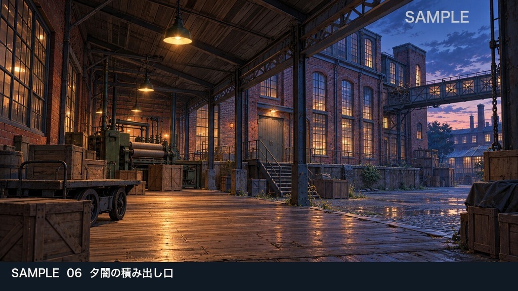 【背景素材6枚】眠る赤煉瓦工場 ― 機械の止まった探索路|TRPG・ゲーム・商用利用可