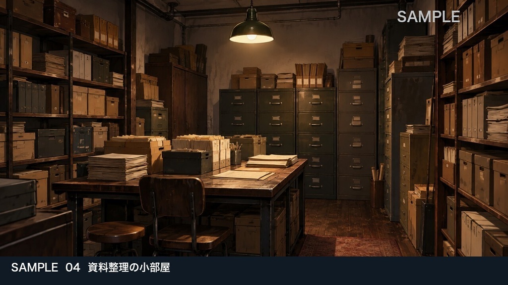 【背景素材6枚】雨夜の探偵事務所 ― 依頼から資料調査まで|TRPG・ゲーム・商用利用可