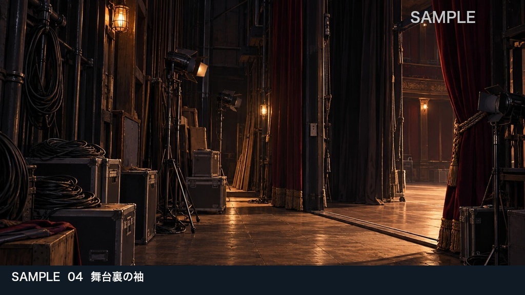 【背景素材6枚】閉演後の小劇場 ― 舞台裏へ続く六つの扉|TRPG・ゲーム・商用利用可