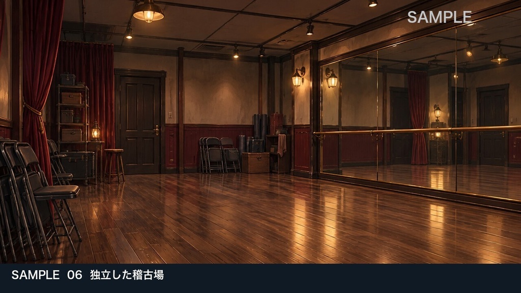【背景素材6枚】閉演後の小劇場 ― 舞台裏へ続く六つの扉|TRPG・ゲーム・商用利用可