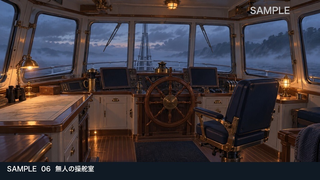 【背景素材6枚】海霧の小型客船 ― 甲板から船室の探索へ|TRPG・ゲーム・商用利用可