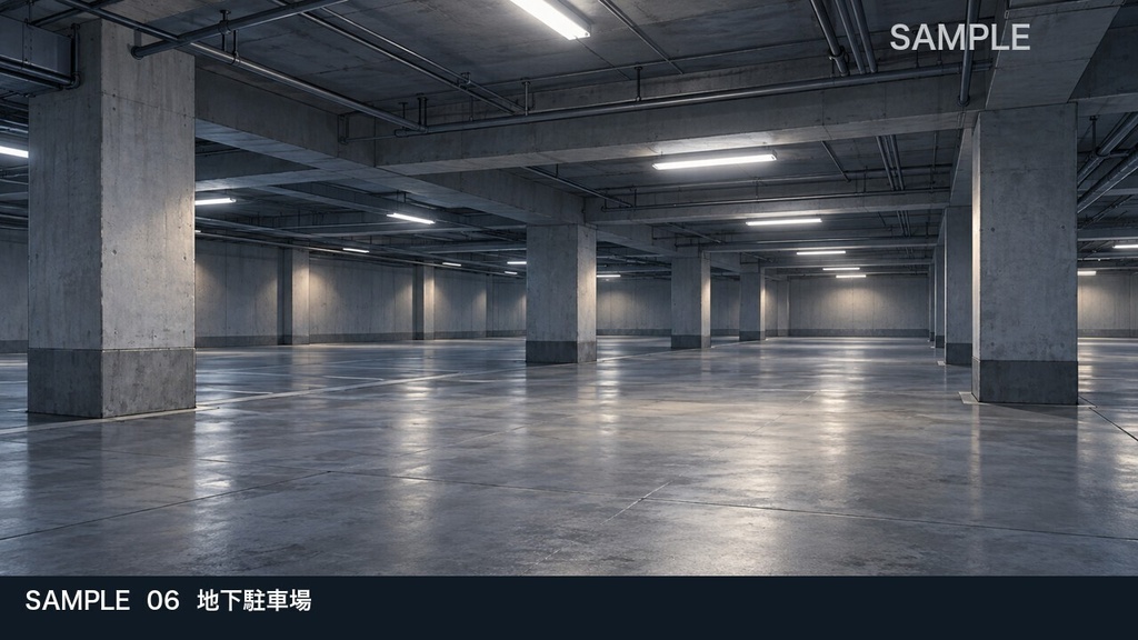 【背景素材6枚】終業後のオフィスビル ― 受付から地下駐車場まで|TRPG・ゲーム・商用利用可