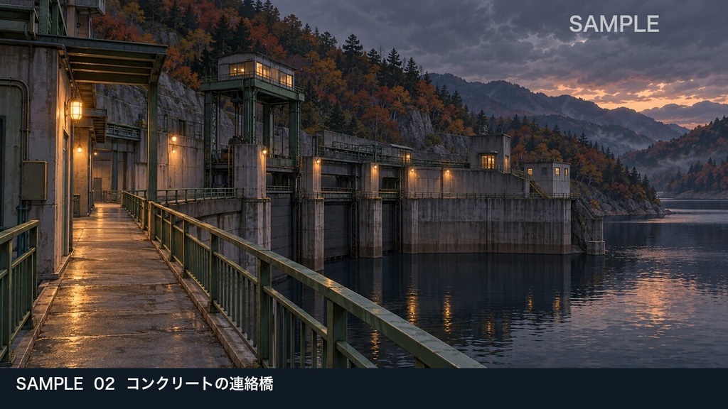 【背景素材6枚】山間の水力発電所 ― ダム湖と静かな機械室|TRPG・ゲーム・商用利用可