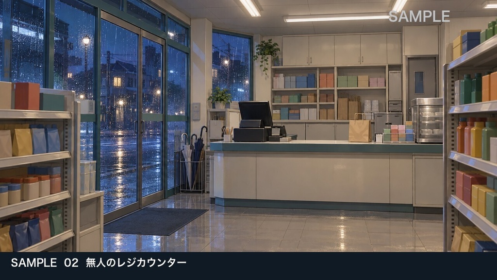 【背景素材6枚】雨夜のコンビニ ― 買い物と深夜の待ち合わせ|TRPG・ゲーム・商用利用可