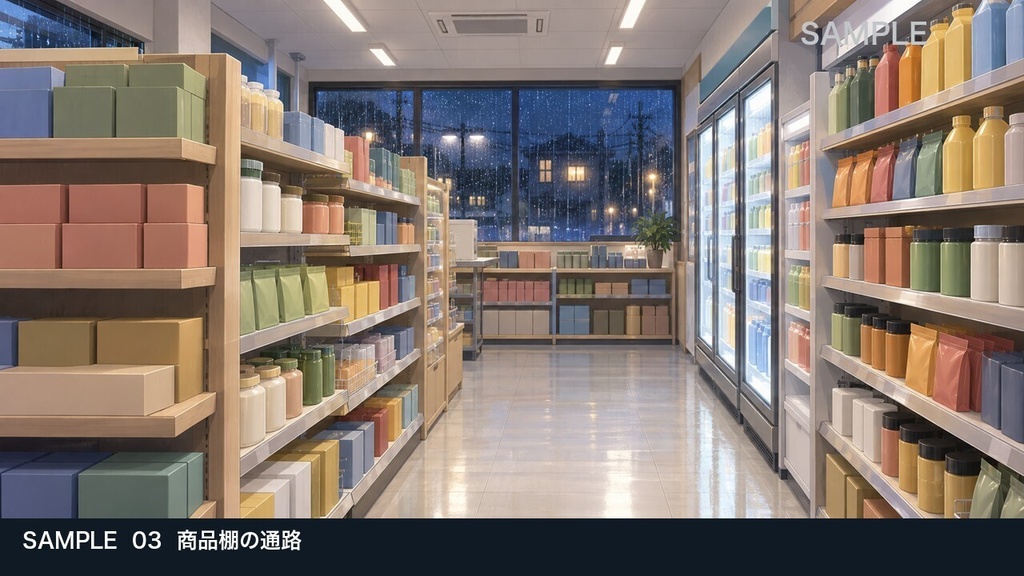【背景素材6枚】雨夜のコンビニ ― 買い物と深夜の待ち合わせ|TRPG・ゲーム・商用利用可
