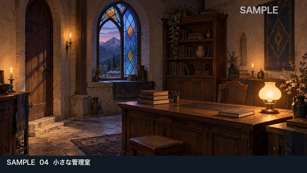 【背景素材6枚】山あいの石造教会 ― 聖堂と回廊の静かな探索|TRPG・ゲーム・商用利用可