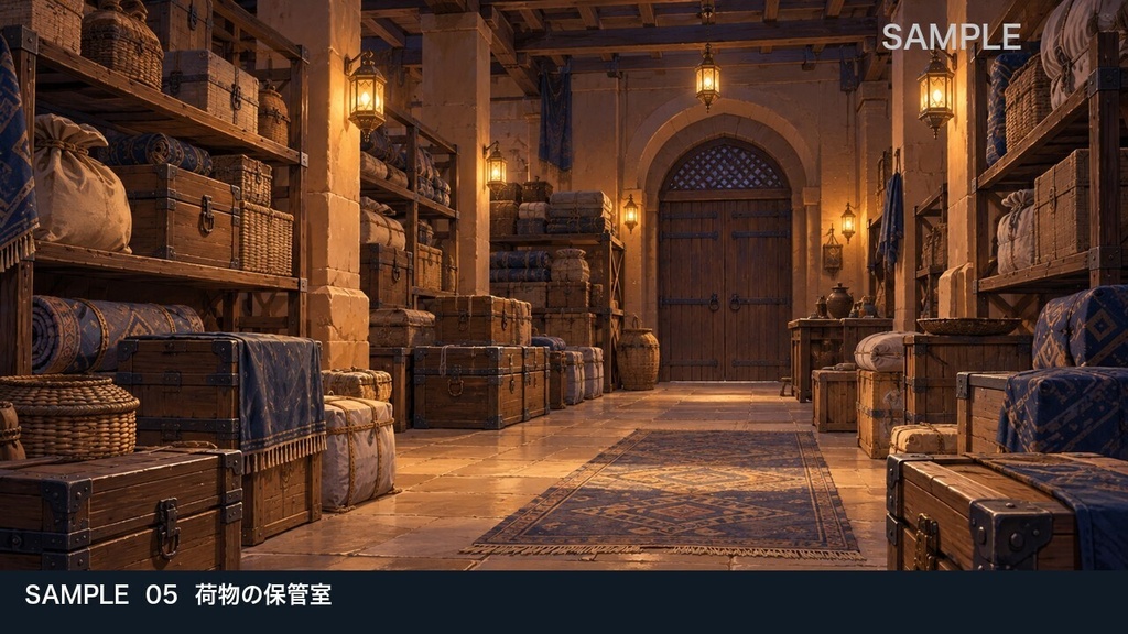 【背景素材6枚】砂漠の隊商宿 ― 旅の到着と中庭の灯り|TRPG・ゲーム・商用利用可
