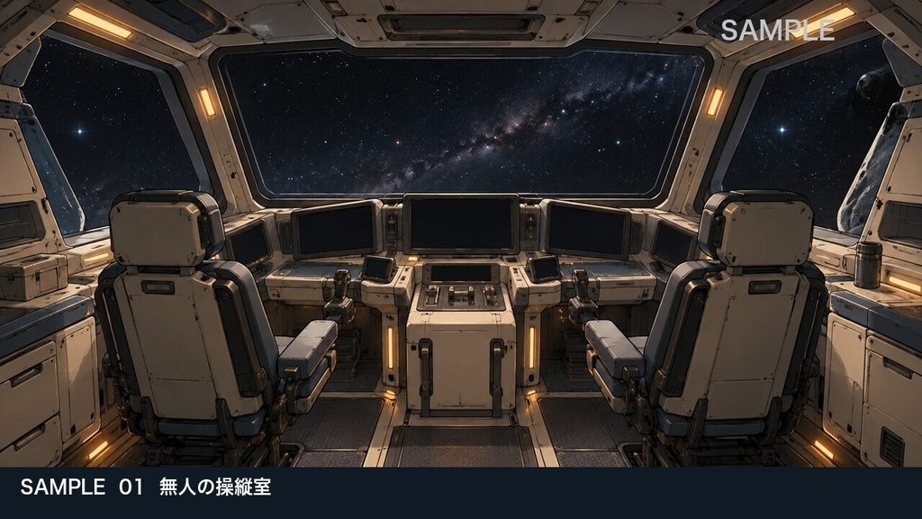 【背景素材6枚】静かな軌道貨物船 ― 操縦席から貨物区画へ|TRPG・ゲーム・商用利用可