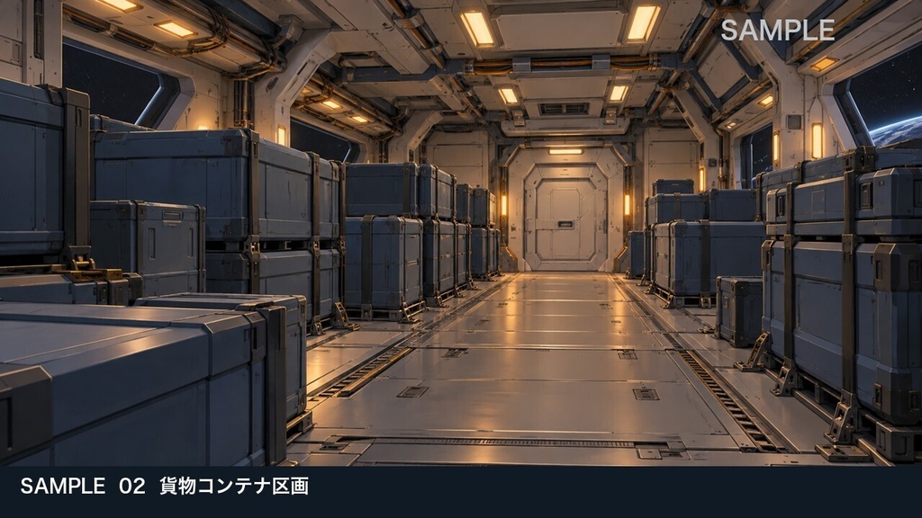 【背景素材6枚】静かな軌道貨物船 ― 操縦席から貨物区画へ|TRPG・ゲーム・商用利用可
