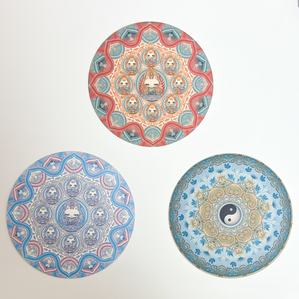 【新】ネコ曼荼羅コースター3枚セット(2種)