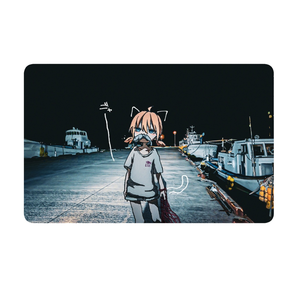 旅ステッカー　港の静寂