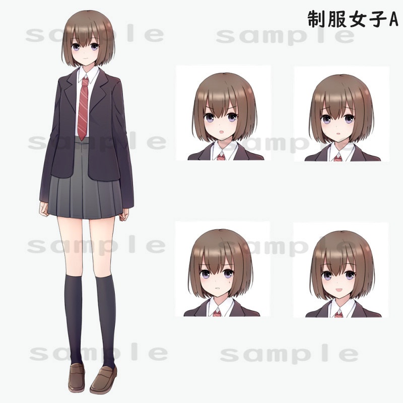 現代学園風キャラクター立ち絵素材