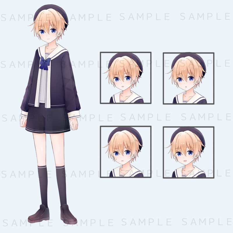キャラクター立ち絵素材　金髪×セーラー服風の男の子