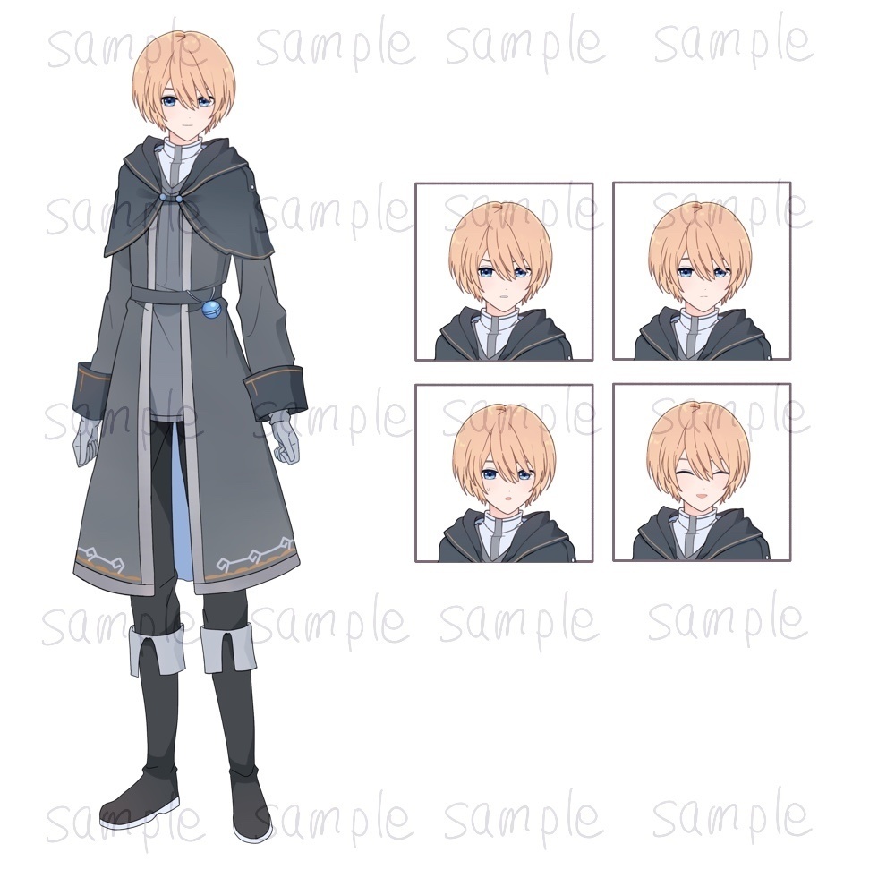 キャラクター立ち絵素材 金髪×剣士風の青年