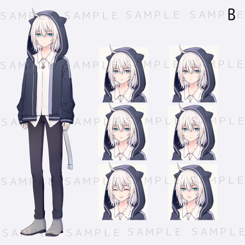 キャラクター立ち絵素材 猫耳フードの男の子