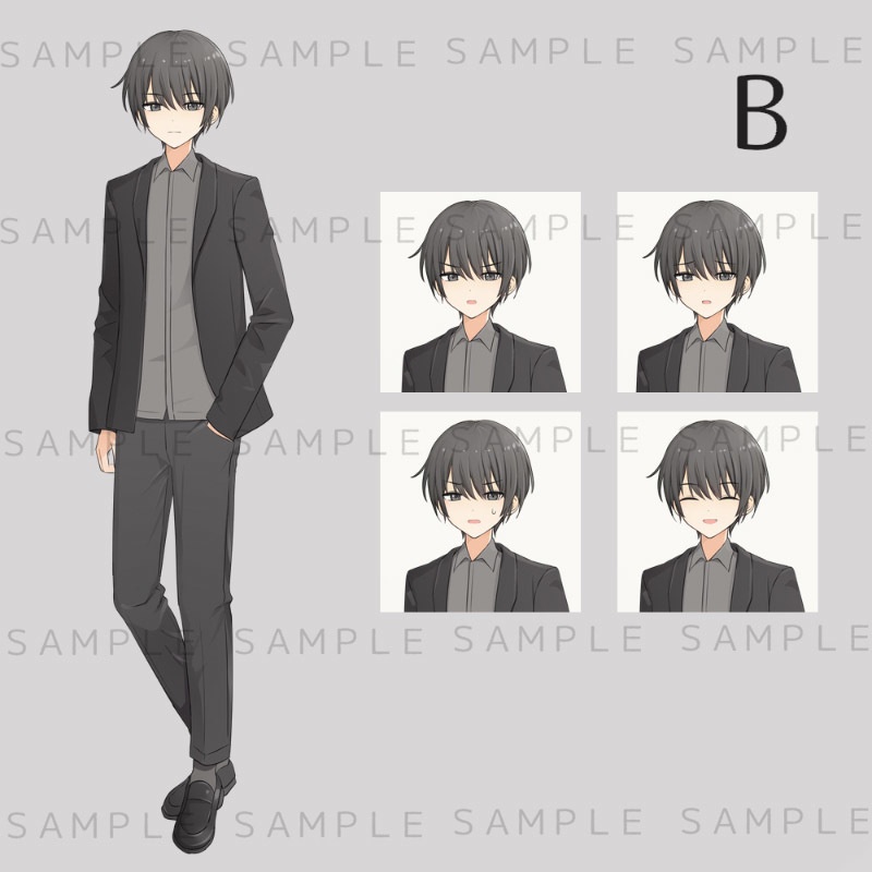 キャラクター立ち絵素材 ジャケットの青年(色違い有)