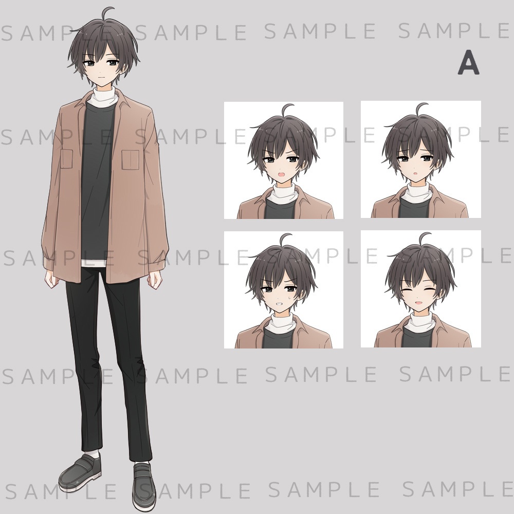 キャラクター立ち絵素材 シャツの青年(色違い有)