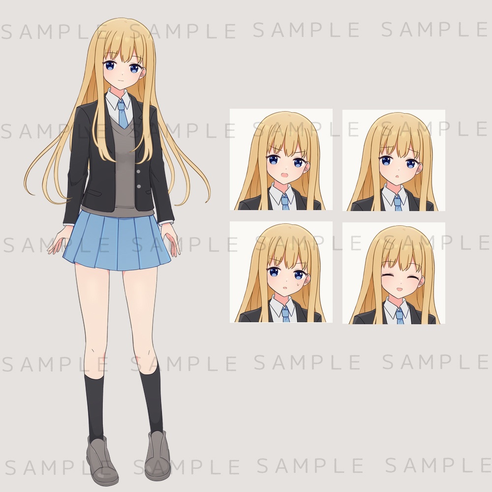 キャラクター立ち絵素材 金髪×制服の男女(兄妹・双子風)