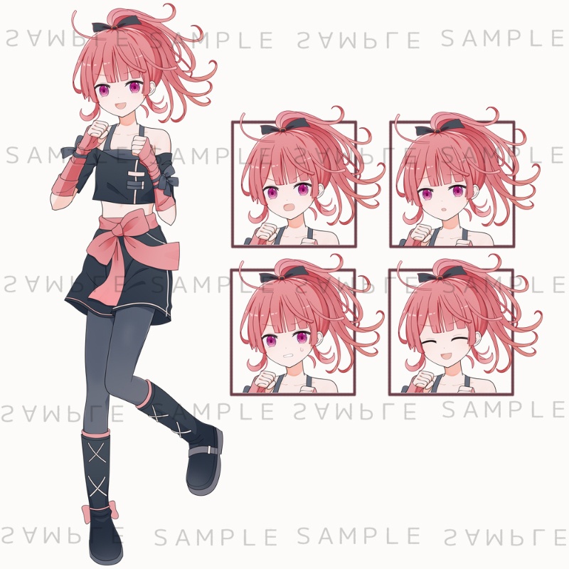 キャラクター立ち絵素材　ポニーテール×格闘少女