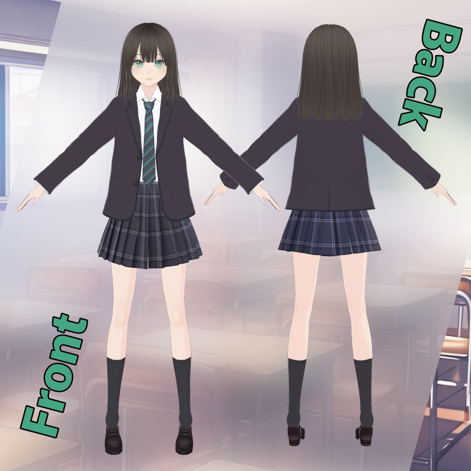 【無料】#VRoid モデル / 女子高生アバター si0JK_MIHIRO【VRoid / VRM model】 #l0ve4u_v
