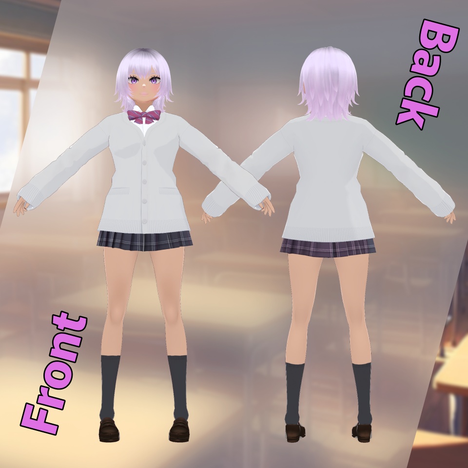 【無料】#VRoid モデル / 女子高生アバター si0JK_NEMU【VRoid / VRM model】 #l0ve4u_v