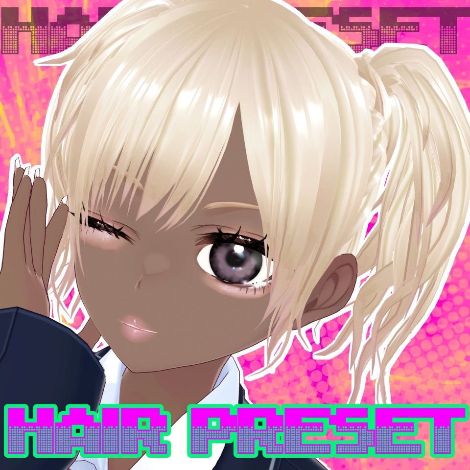 WaveTwin Hair 【 #Vroid 】