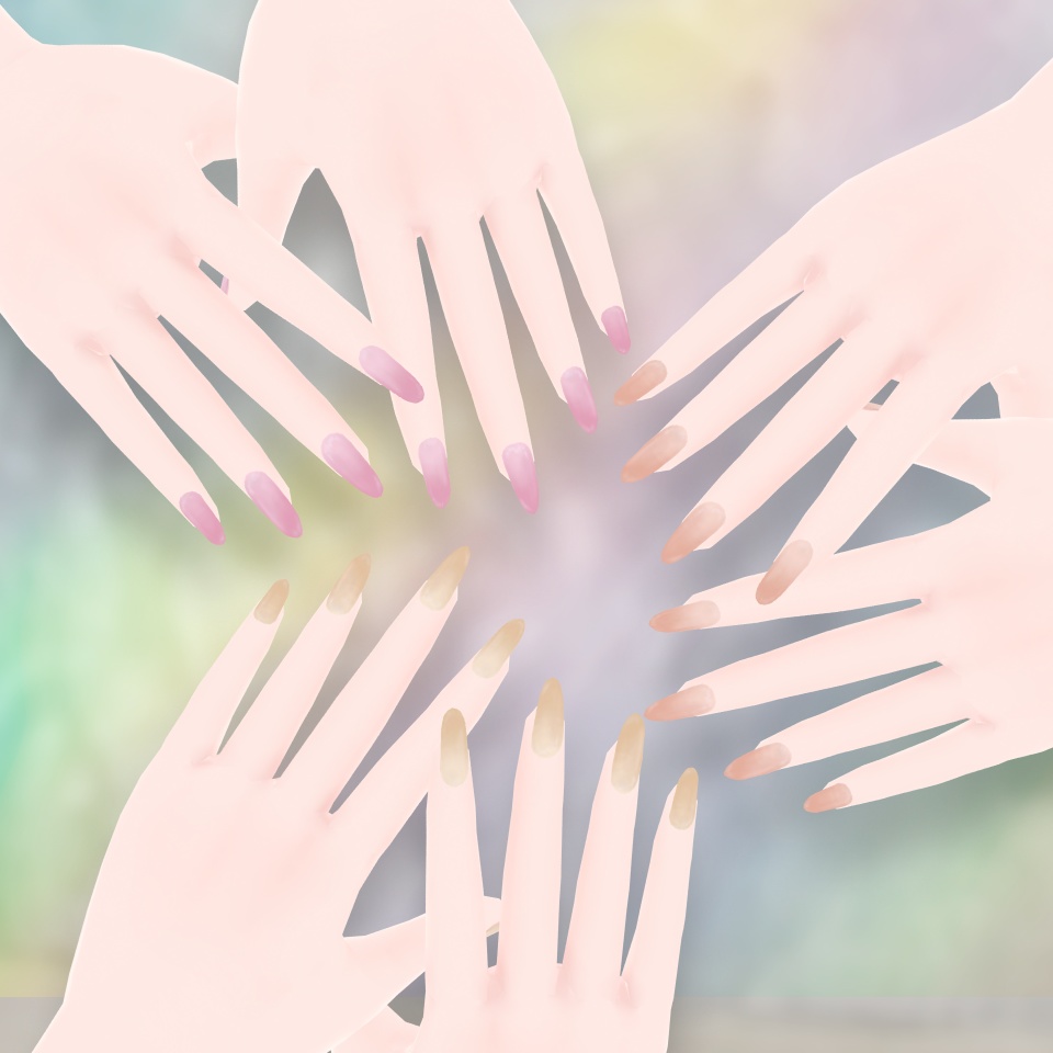 【無料有り / Partly FREE!】vroidのためのオーバルロングネイル Oval Long Nails 【 #vroid texture】