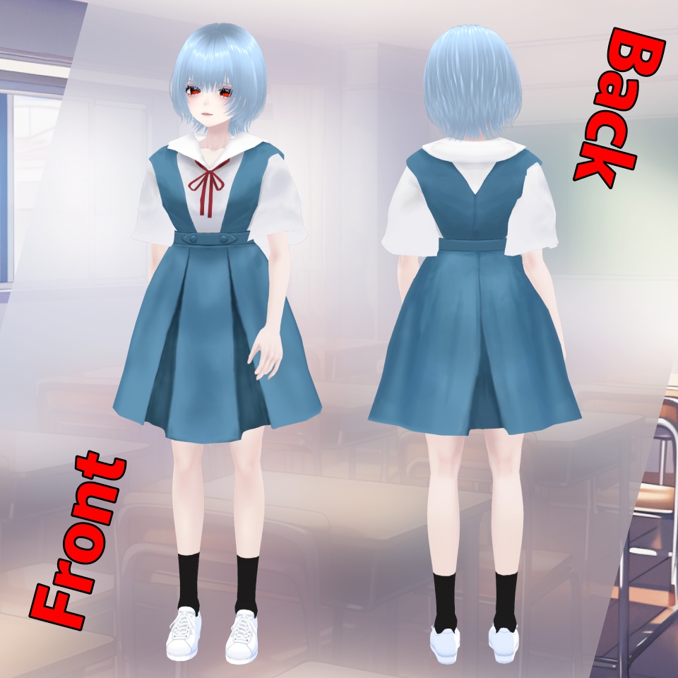【無料】エヴァ風 女子生徒制服セット / Anime-Style School Uniform (Eva Inspired)【Free】